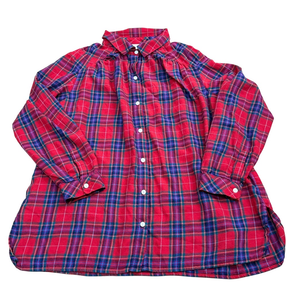 J. Jill Plaid Flannel Button Down Shirt Women XL Petite Soft Cozy Fall Winter